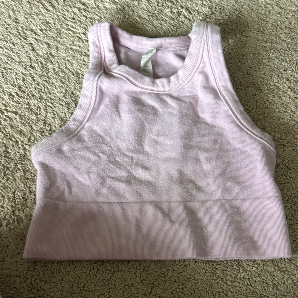 ALO Yoga Light Pink Ribbed Sports Bra